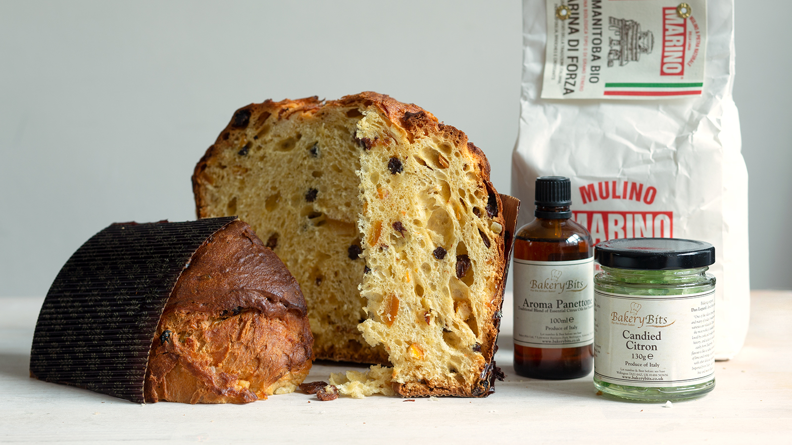 Traditional Panettone, made with commercial yeast