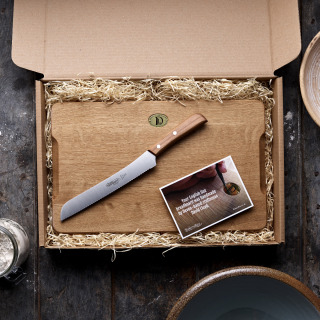 Handmade English Oak Breadboard and Bread Knife Gift Set 