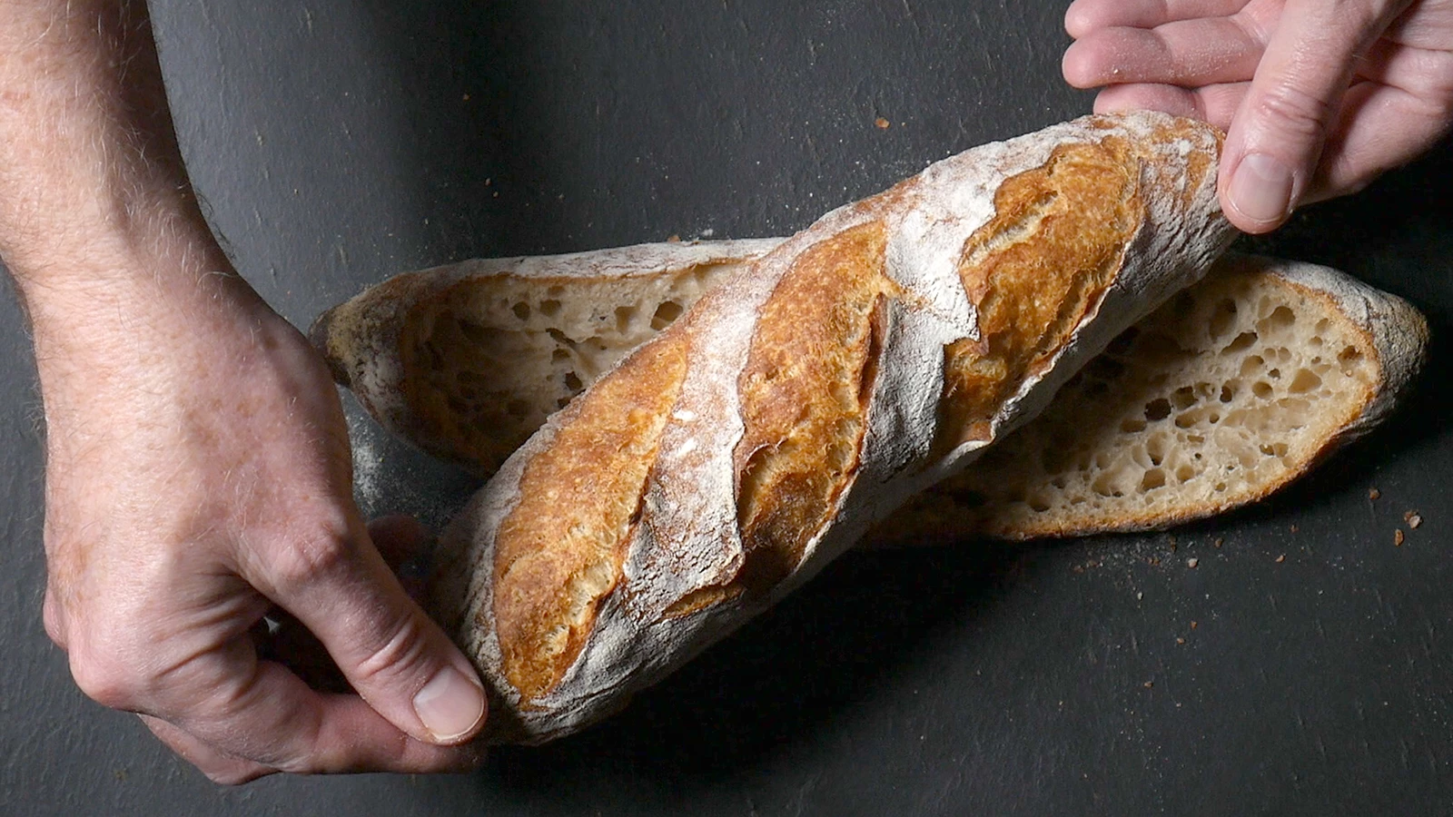 Classic French baguette recipe using a flipping board